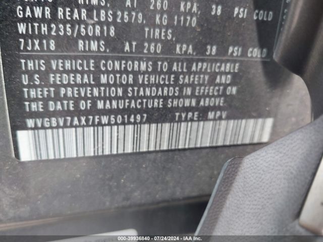 WVGBV7AX7FW501497 Volkswagen Tiguan Sel