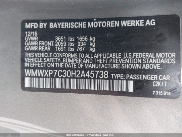 WMWXP7C30H2A45738 Mini Hardtop Cooper S