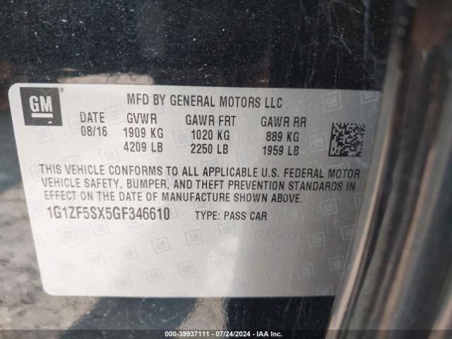 1G1ZF5SX5GF346610 Chevrolet MALIBU 2LT