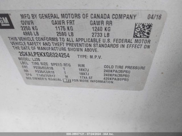 2GKALPEKXG6324254 GMC Terrain Slt