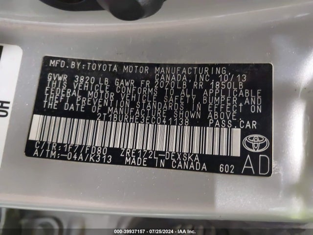 Toyota Corolla S Plus 2014 2T1BURHE3EC041138 Image 9