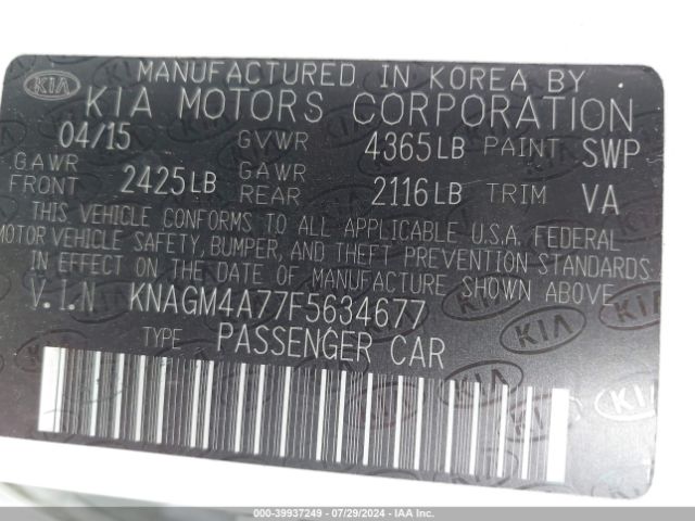 KNAGM4A77F5634677 KIA Optima Lx