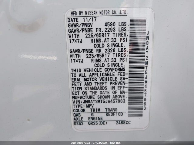 Nissan ROGUE SV 2018 JN8AT2MT5JW457983 Image 9
