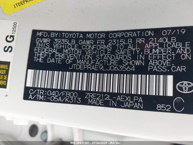 Toyota COROLLA LE 2020 JTDEPRAE9LJ063564 Image 9