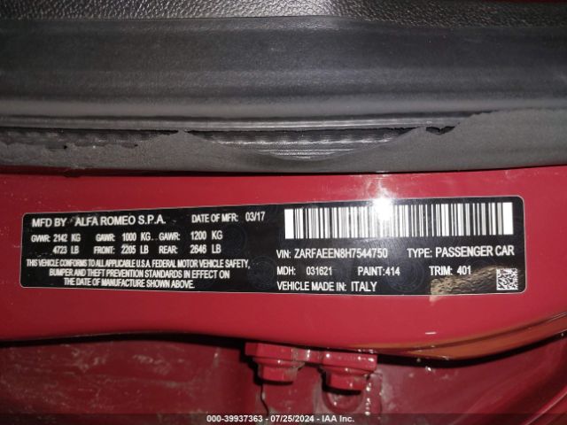 ZARFAEEN8H7544750 Alfa Romeo Giulia Ti Awd