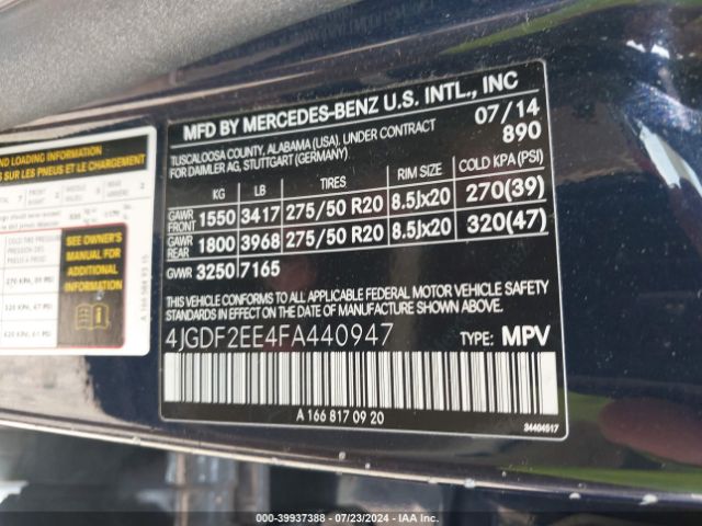 4JGDF2EE4FA440947 Mercedes-Benz Gl 350 Bluetec 4matic