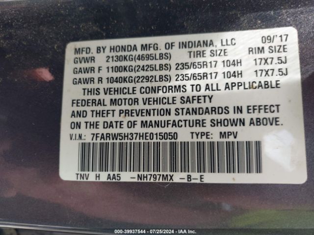 7FARW5H37HE015050 Honda CR-V LX
