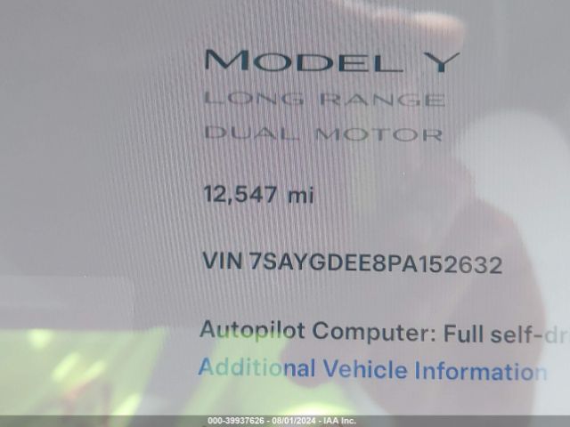 7SAYGDEE8PA152632 Tesla Model Y Awd/long Range Dual Motor All-wheel Drive