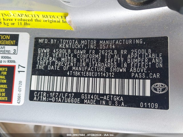 Toyota Avalon Xle Premium 2014 4T1BK1EB8EU114312 Image 9