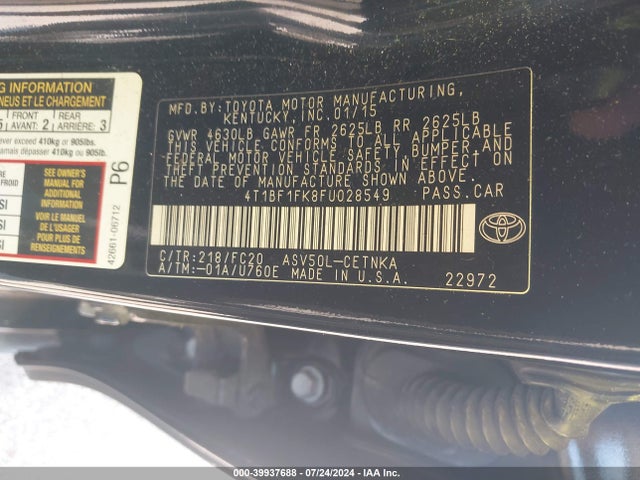 Toyota CAMRY LE 2015 4T1BF1FK8FU028549 Image 9