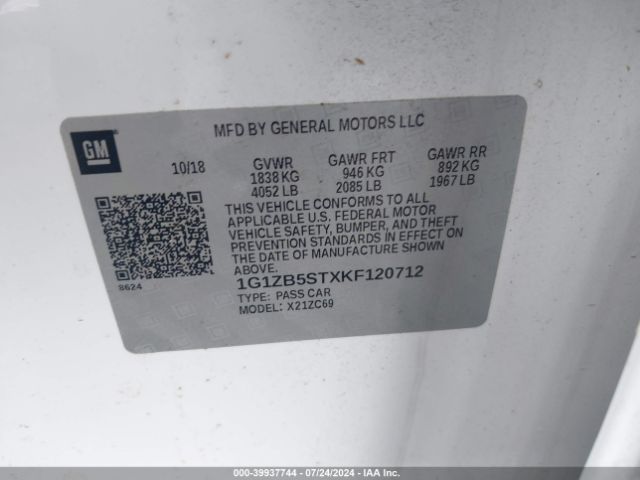 2019 CHEVROLET MALIBU 1G1ZB5STXKF120712 Photo 8
