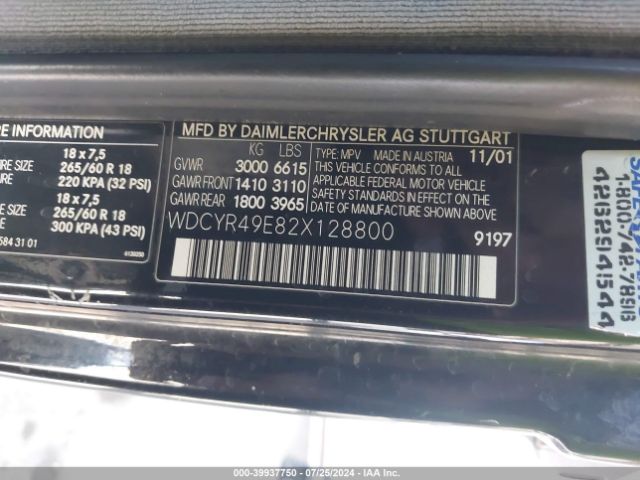 2002 MERCEDES-BENZ G 500 WDCYR49E82X128800 Photo 8