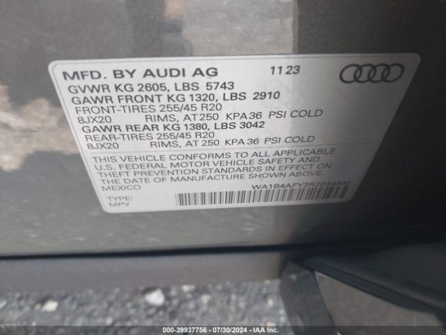 WA1B4AFY2R2044948 Audi Sq5 Premium Plus Tfsi Quattro Tiptronic