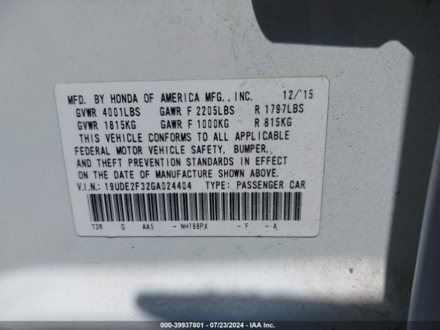 19UDE2F32GA024404 Acura Ilx 2.4l/acurawatch Plus Package