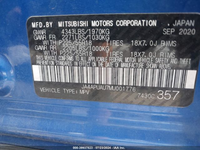 JA4APUAU7MU001776 Mitsubishi Outlander Sport 2.0 Es 2wd