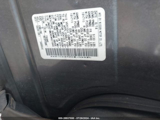 JN8AZ1MUXEW421844 Nissan MURANO SV