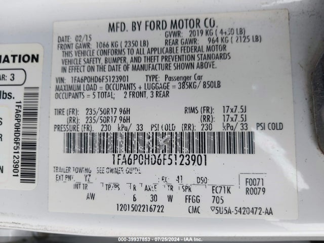 Ford FUSION SE 2015 1FA6P0HD6F5123901 Image 9