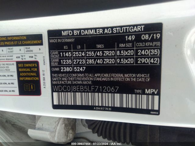 WDC0J8EB5LF712067 Mercedes-Benz Glc 300 Coupe 4matic