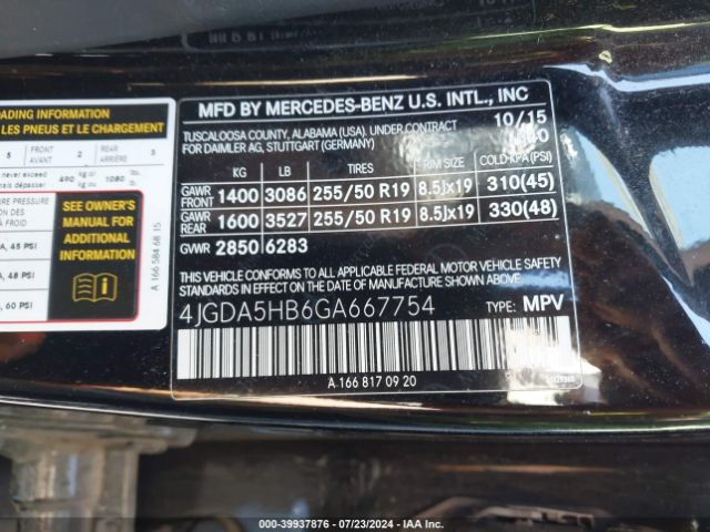 4JGDA5HB6GA667754 Mercedes-Benz Gle 350 4matic