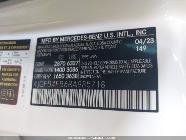 4JGFB4FB6RA985718 Mercedes-Benz Gle 350 4matic