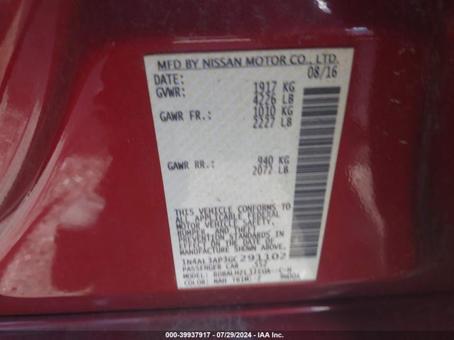 Nissan Altima 2.5 Sr 2016 1N4AL3AP3GC291102 Image 9