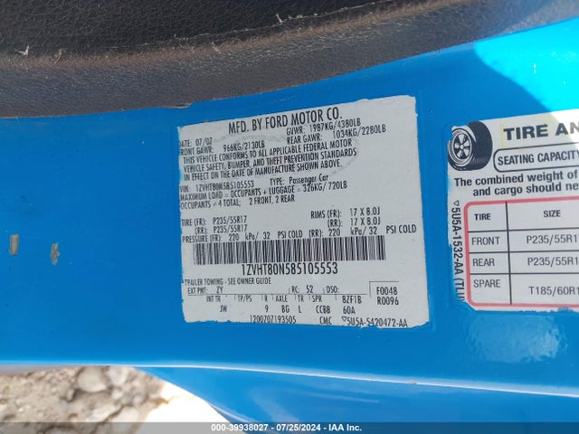 Aukcja sprzedaży 2008 Ford Mustang V6 Premium, vin: 1ZVHT80N585105553, numer aukcji: 39938027