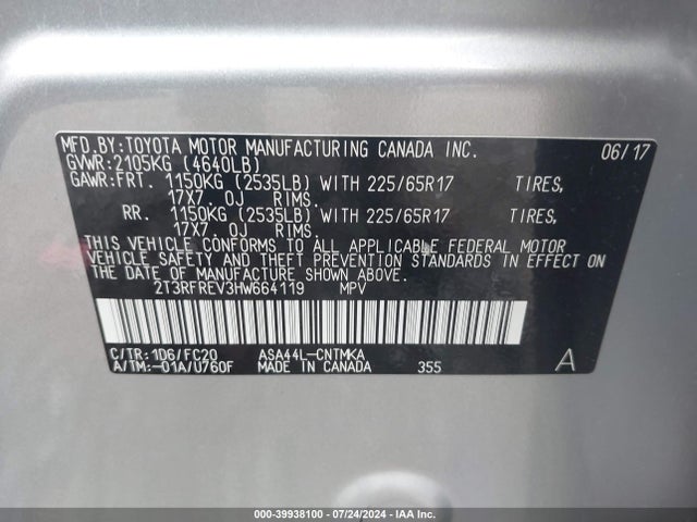 Toyota Rav4 Xle 2017 2T3RFREV3HW664119 Image 9