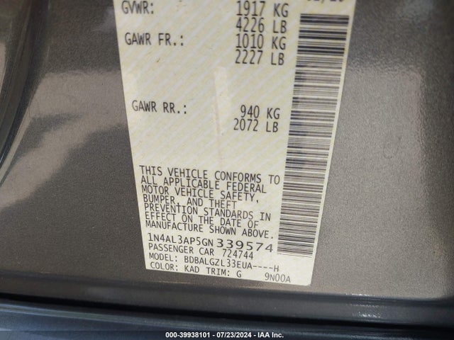 Nissan Altima 2.5 S 2016 1N4AL3AP5GN339574 Image 9