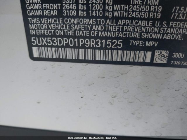 5UX53DP01P9R31525 BMW X3 Xdrive30i