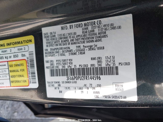 3FA6P0PU2FR144596 Ford Fusion Energi Se Luxury