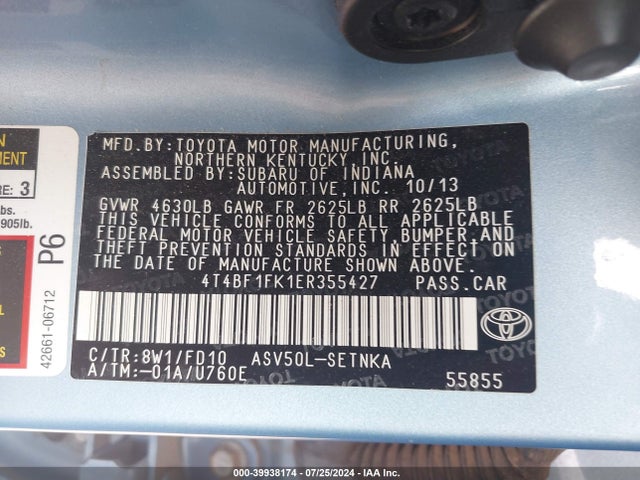Toyota CAMRY LE 2014 4T4BF1FK1ER355427 Image 9