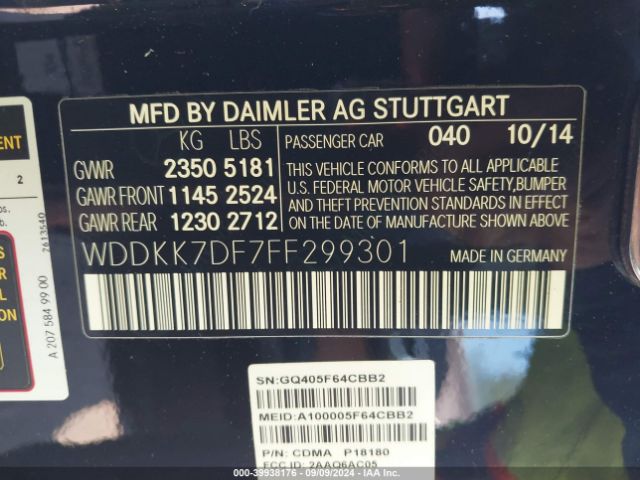 WDDKK7DF7FF299301 Mercedes-Benz E 550