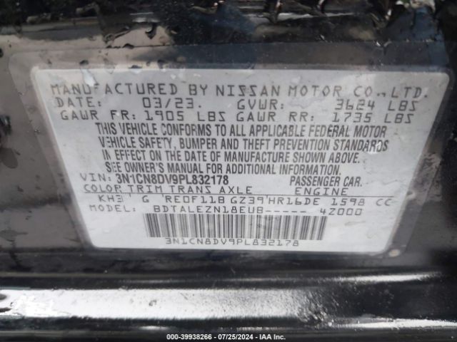 3N1CN8DV9PL832178 Nissan Versa 1.6 S Xtronic Cvt