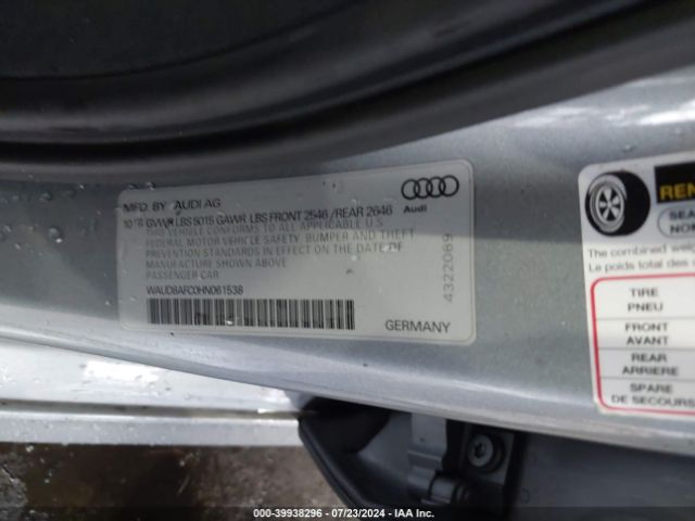 WAUD8AFC0HN061538 Audi A6 2.0t Premium