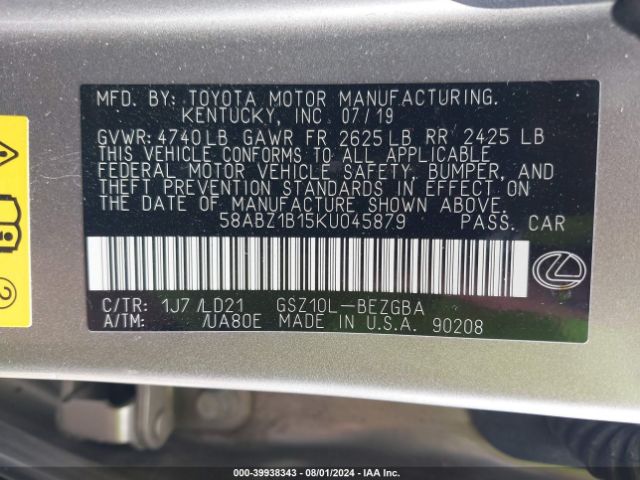 58ABZ1B15KU045879 Lexus ES 350