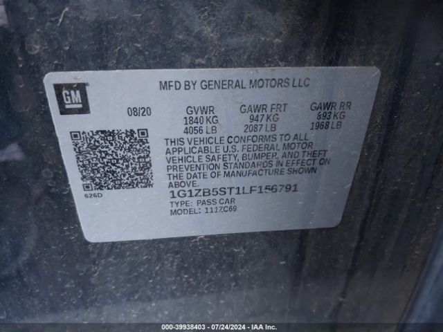1G1ZB5ST1LF156791 Chevrolet Malibu Fwd Ls