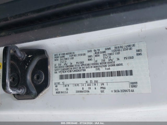 Ford F-150 Xl 2018 1FTEX1CB7JKE63750 Image 9