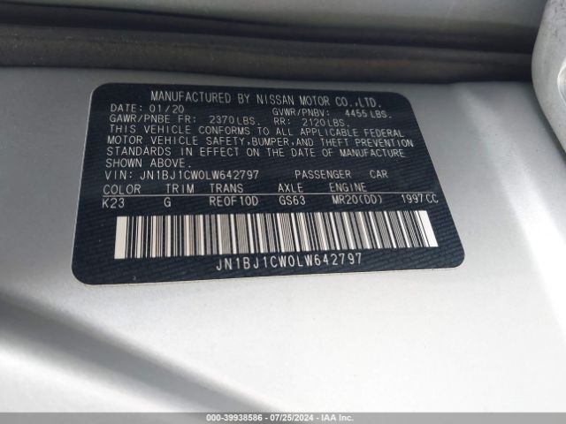 JN1BJ1CW0LW642797 Nissan Rogue Sport Sv Awd Xtronic Cvt