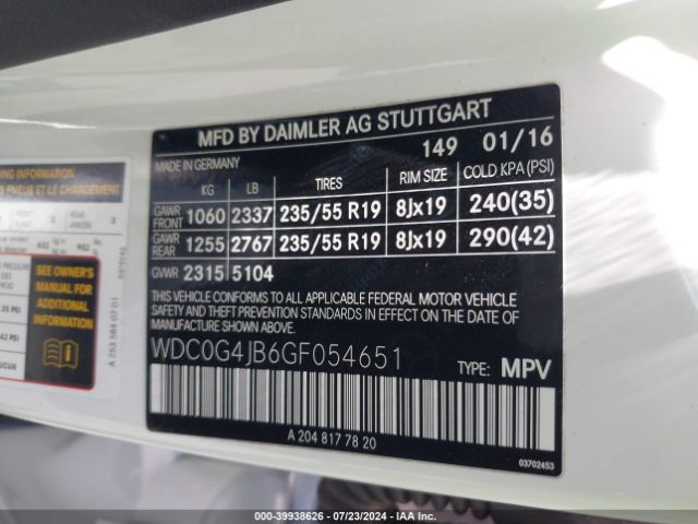 WDC0G4JB6GF054651 Mercedes-Benz GLC 300