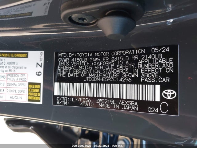 Toyota Corolla Hybrid Se 2024 JTDBDMHE5R3014296 Image 9
