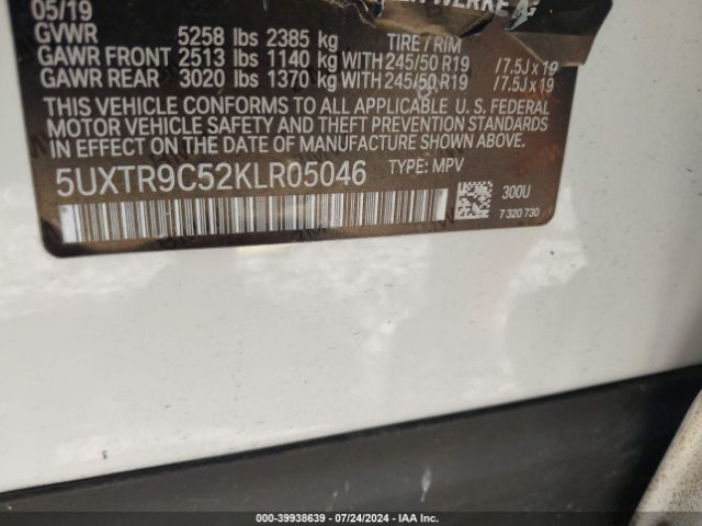 5UXTR9C52KLR05046 BMW X3 Xdrive30i