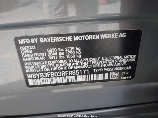 WBY83FB03RFR85171 BMW I4 Xdrive40