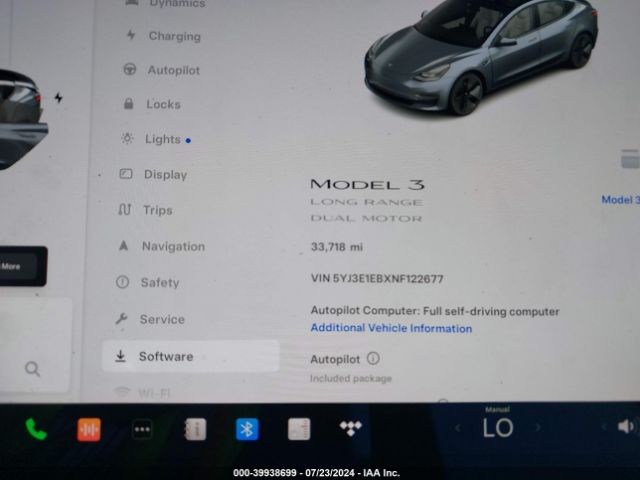 5YJ3E1EBXNF122677 Tesla Model 3 Long Range Dual Motor All-wheel Drive