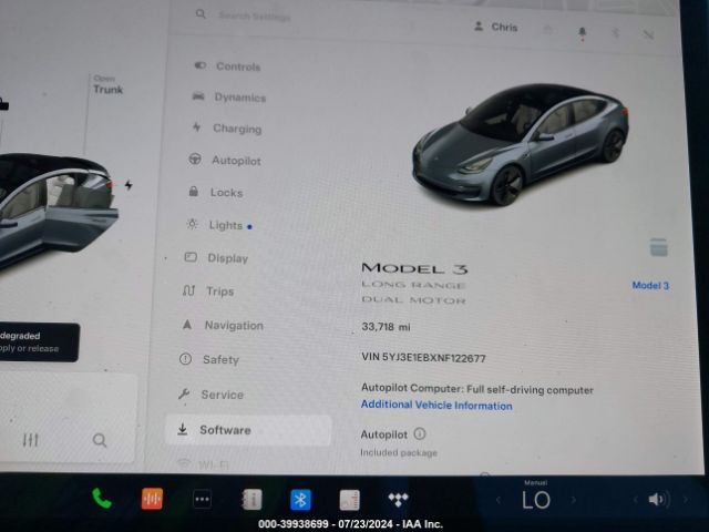 5YJ3E1EBXNF122677 Tesla Model 3 Long Range Dual Motor All-wheel Drive