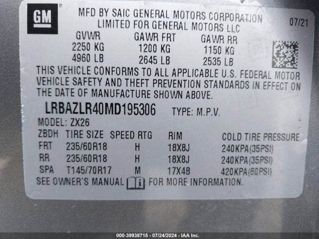 Buick Envision Fwd Preferred 2021 LRBAZLR40MD195306 Image 9