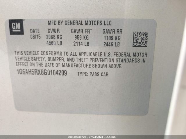 1G6AH5RX8G0104209 Cadillac Ats Luxury Collection