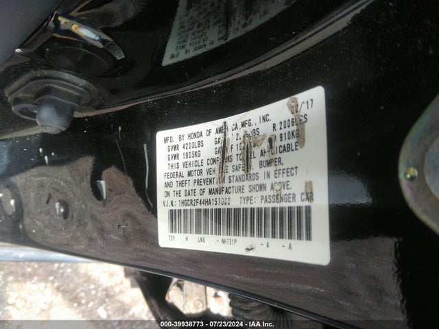 Honda ACCORD LX 2017 1HGCR2F44HA157000 Image 9
