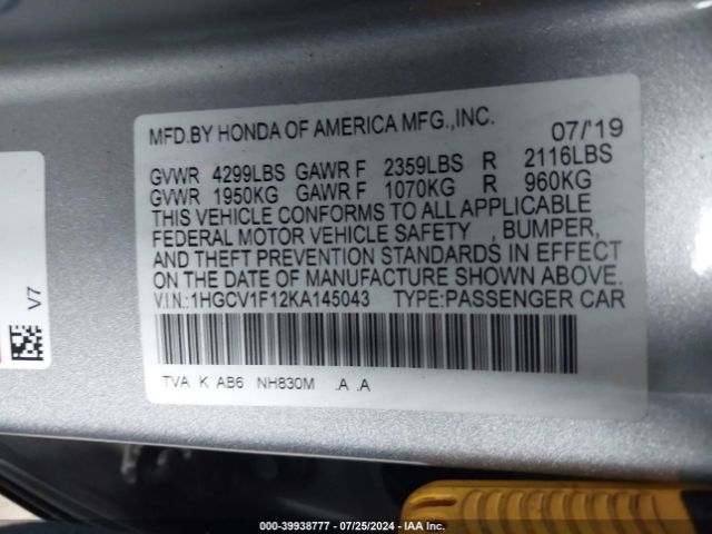 1HGCV1F12KA145043 Honda ACCORD LX