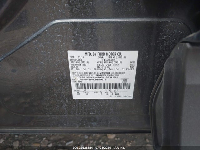 Ford EDGE SEL 2019 2FMPK4J97KBB79972 Image 9