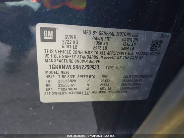 1GKKNWLS9HZ259933 GMC Acadia Slt-2